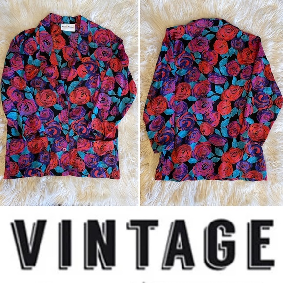 Vintage Michel Antoni Fall Floral Tulip Midi Skirt and Oversized Blazer set - Picture 3 of 16